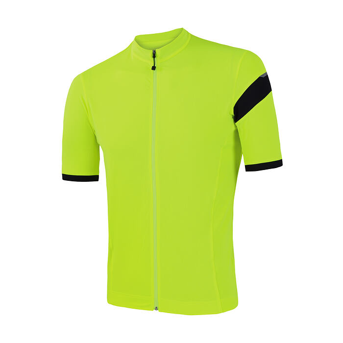 SENSOR CYKLO COOLMAX CLASSIC tricou bărbătesc cu mânecă scurtă cu fermoar complet galben neon