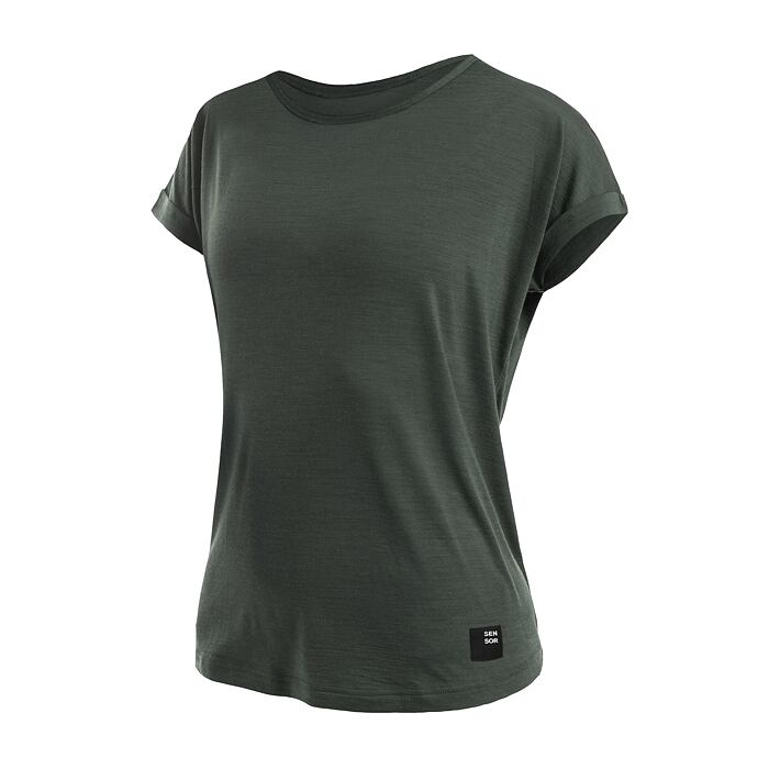 SENSOR MERINO AIR traveller tricou dama cu maneca scurta verde olive