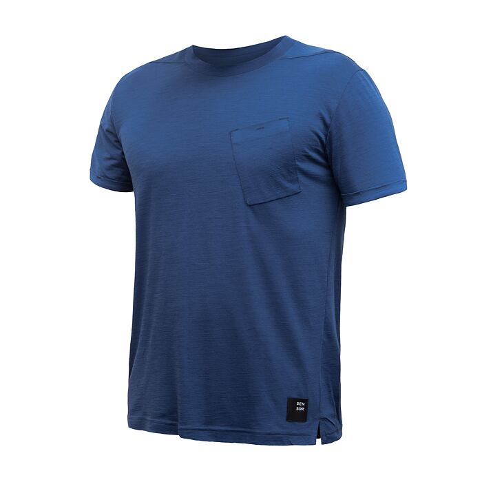 SENSOR MERINO AIR traveller tricou barbatesc cu maneca scurta, albastru inchis