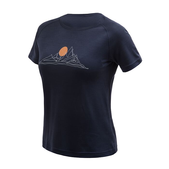 SENSOR MERINO BLEND MOON tricou dama maneca scurta albastru intens