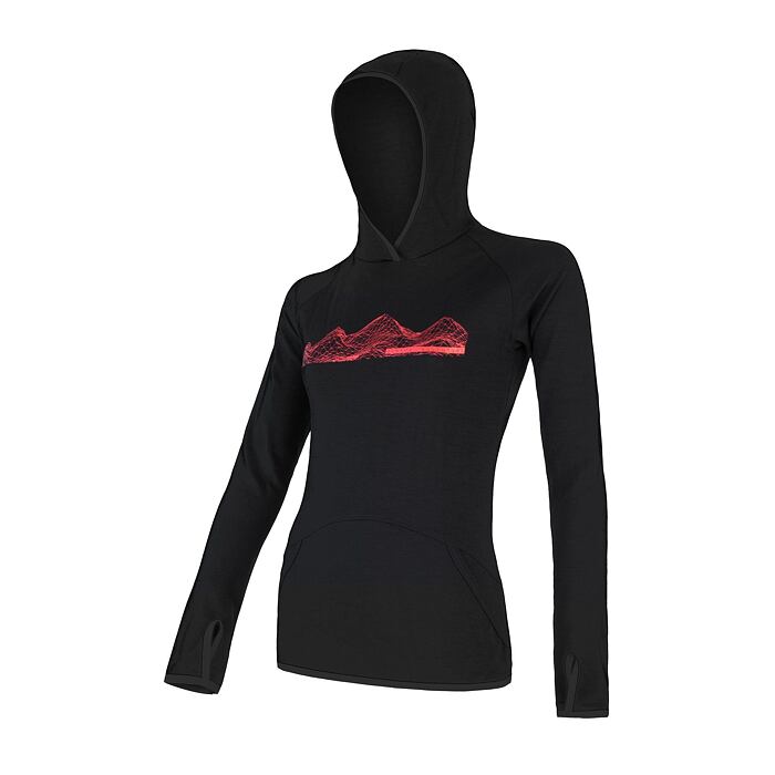 SENSOR MERINO UPPER MOUNTAINS hanorac de dama cangur negru
