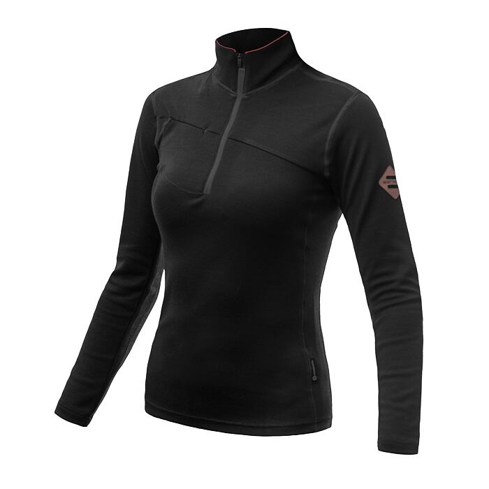 SENSOR MERINO UPPER hanorac de dama cu fermoar scurt negru