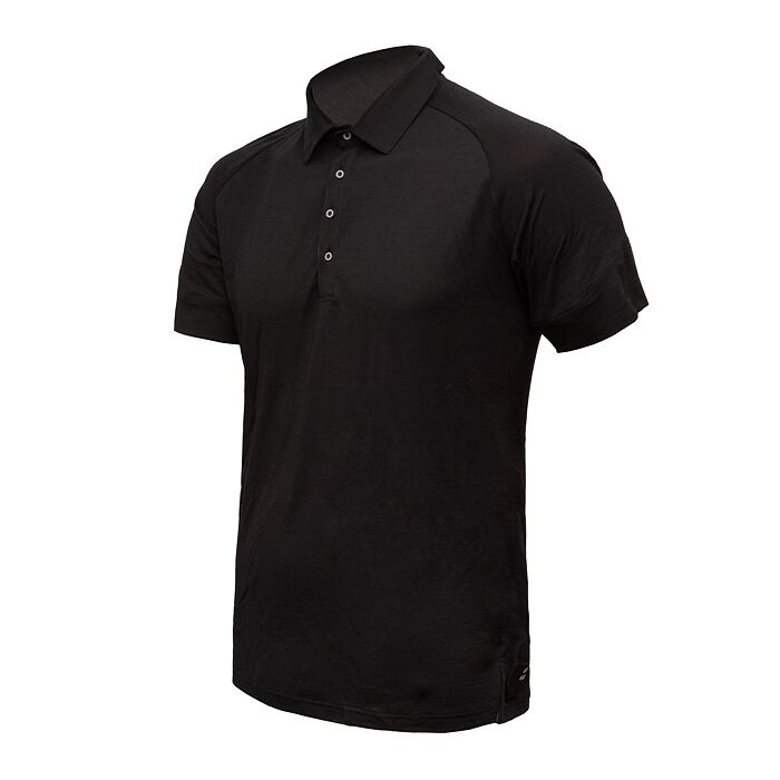 SENSOR MERINO ACTIVE tricou polo barbati cu maneca scurta negru