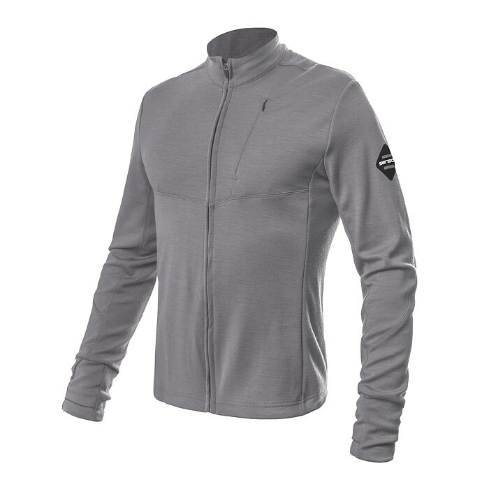 SENSOR MERINO UPPER hanorac gri pentru bărbați cu fermoar complet