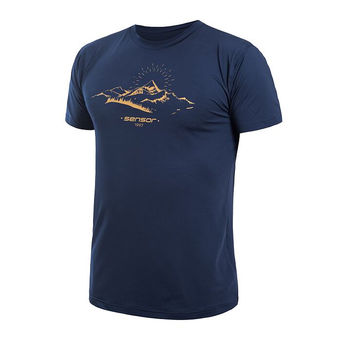 SENSOR COOLMAX TECH MOUNTAINS 98 tricou bărbătesc cu mânecă scurtă albastru intens