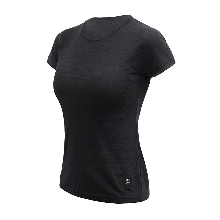 SENSOR MERINO CORDURA tricou dama maneca scurta negru