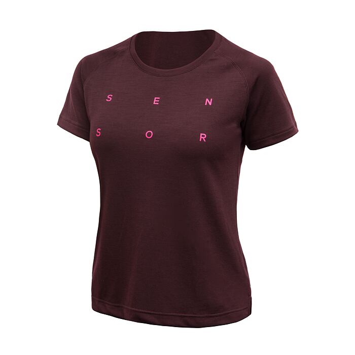 SENSOR MERINO BLEND TYPO tricou dama cu maneca scurta port rosu