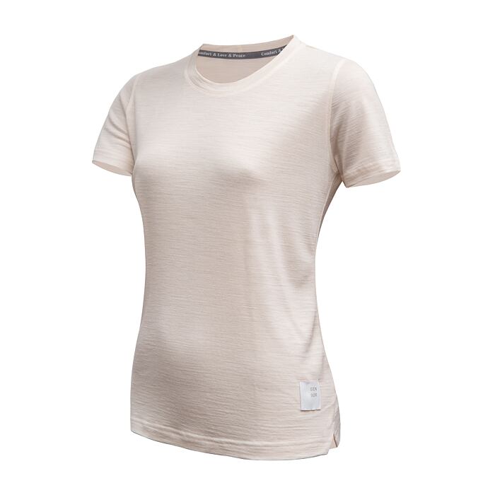 SENSOR MERINO LITE tricou dama maneca scurta bej pestrit