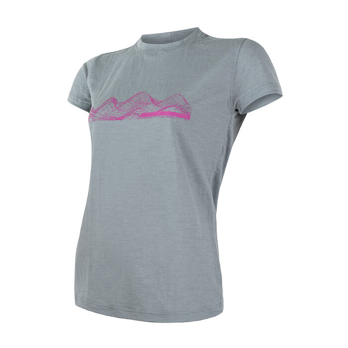 SENSOR MERINO ACTIVE MOUNTAINS tricou dama cu maneca scurta gri deschis