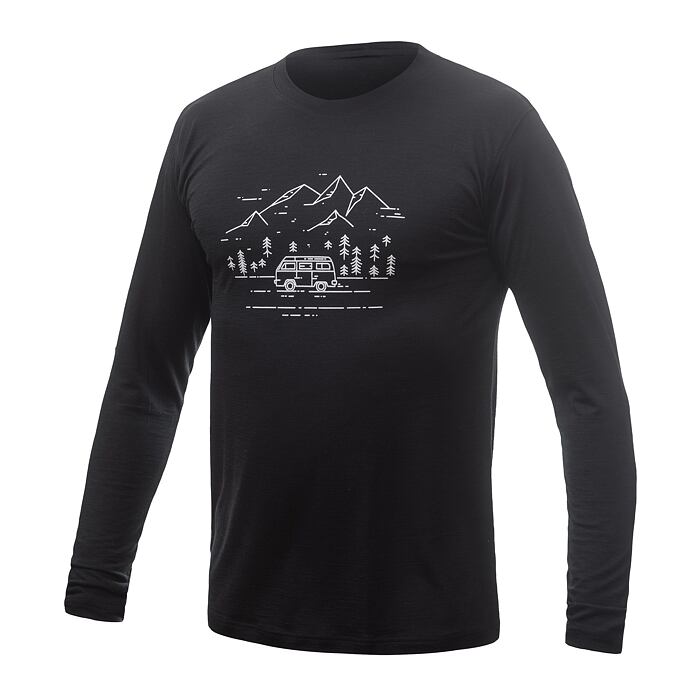 SENSOR MERINO ACTIVE VAN LIFE tricou bărbătesc cu mânecă lungă negru