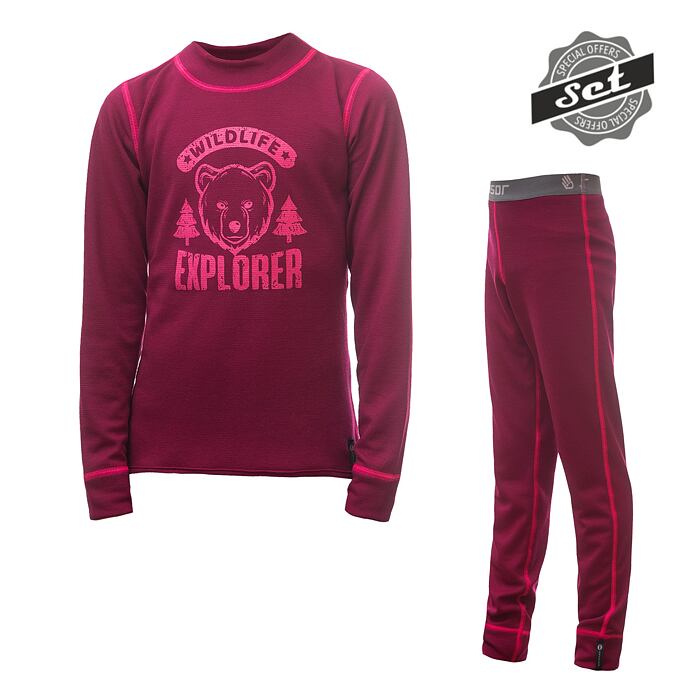 SENSOR DOUBLE FACE SET WILD cămașă cu mânecă lungă copii + pantalon lilla