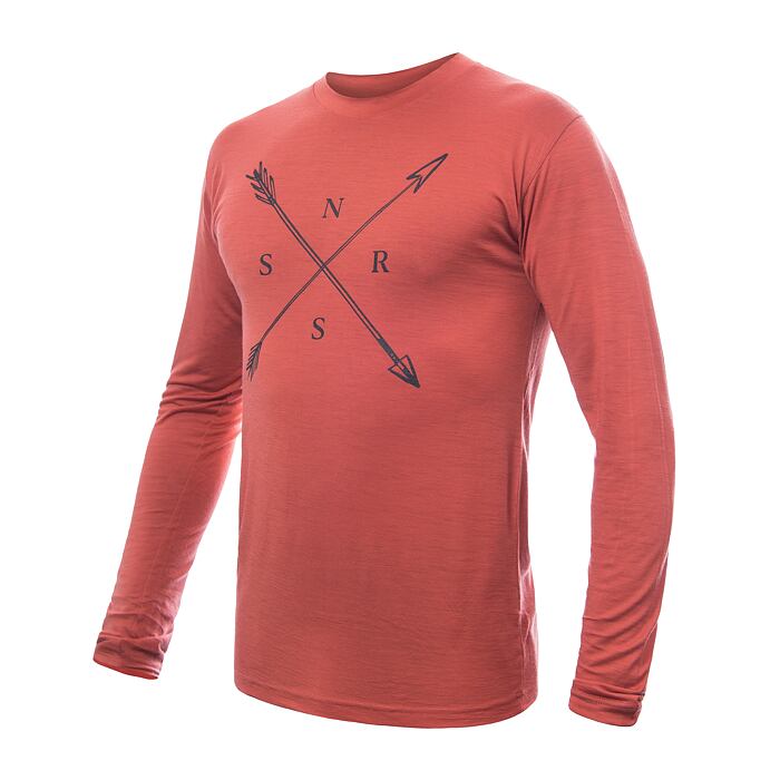 SENSOR MERINO ACTIVE SNSR tricou bărbătesc cu mânecă lungă terracotta