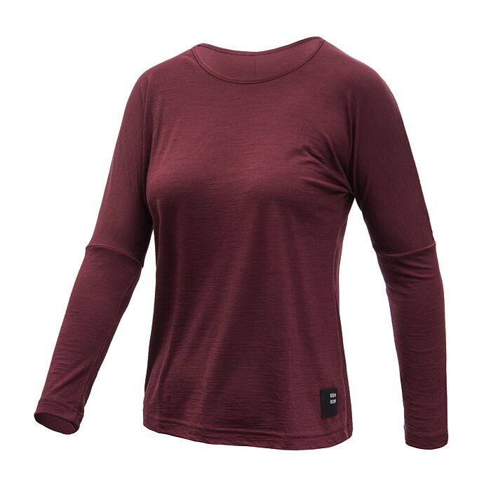 SENSOR MERINO AIR traveller tricou dama cu maneca lunga rosu port