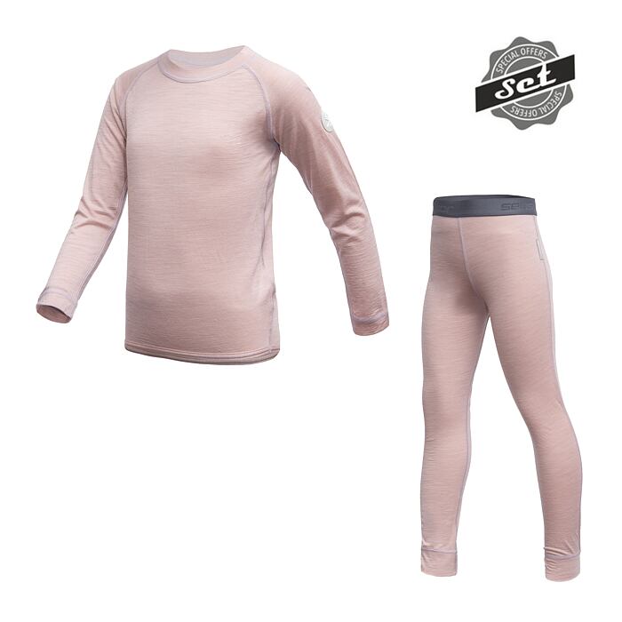 SENSOR MERINO AIR SET dětský triko dl.rukáv + spodky dusty pink