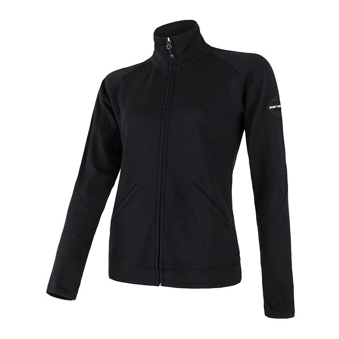 SENSOR MERINO UPPER hanorac full-zip pentru femei negru