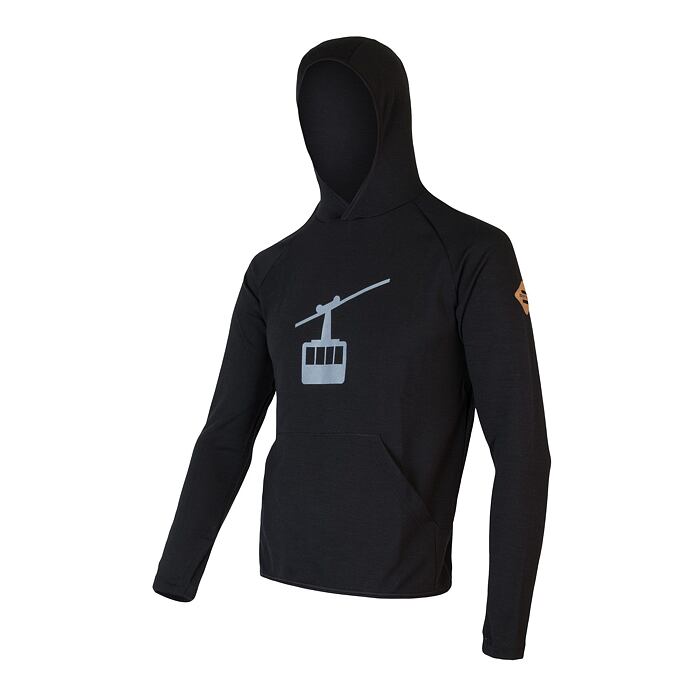 SENSOR MERINO UPPER GONDOLA hanorac cangur bărbați negru