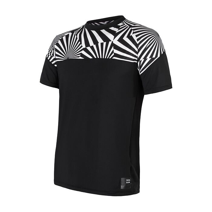 SENSOR COOLMAX IMPRESS tricou bărbătesc cu mânecă scurtă negru/geometrie