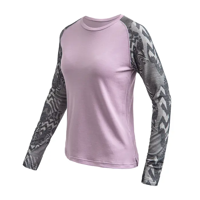 SENSOR MERINO BLEND IMPRESS cămașă cu mânecă lungă pentru femei mystic violet/zebra