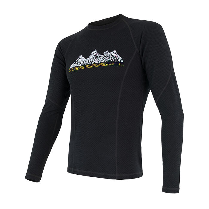 SENSOR MERINO DF ADVENTURE tricou bărbătesc cu mânecă lungă negru