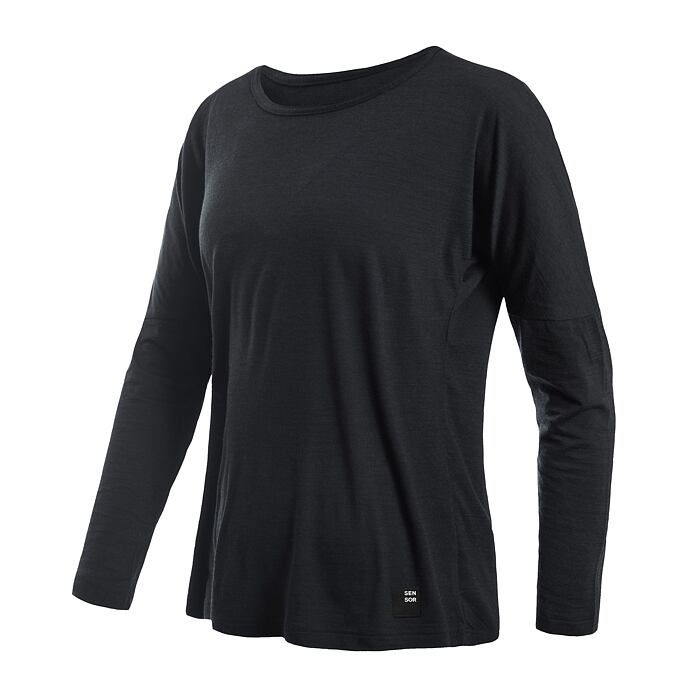 SENSOR MERINO AIR traveller tricou de dama cu maneca lunga negru