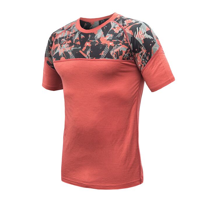SENSOR MERINO IMPRESS tricou barbatesc cu maneca scurta terracotta/rush