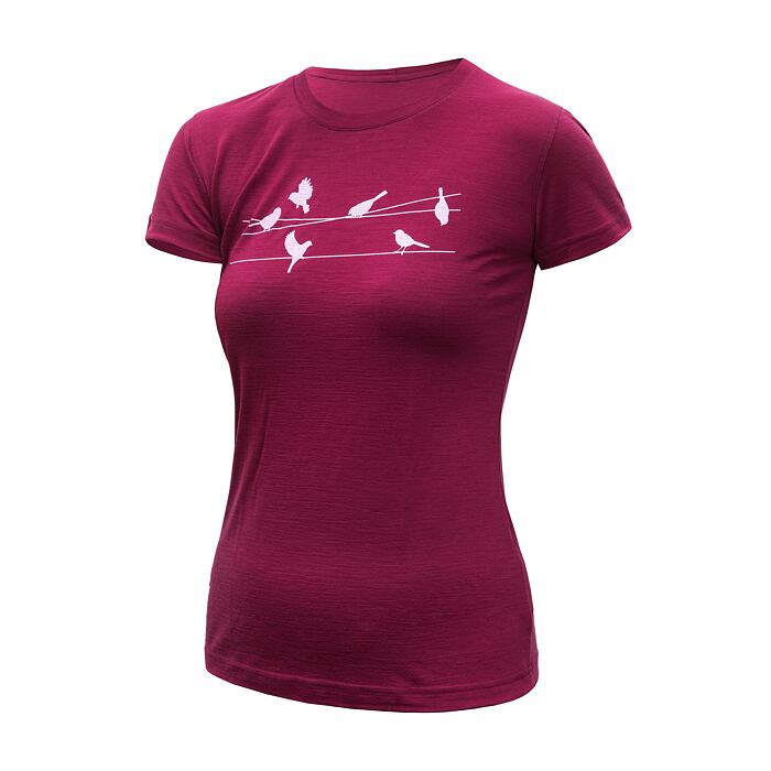 SENSOR MERINO ACTIVE SONGBIRDS tricou damă cu mânecă scurtă violet