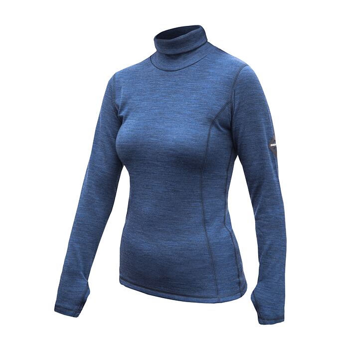 SENSOR MERINO BOLD tricou dama cu gat rulat maneca lunga albastru rece