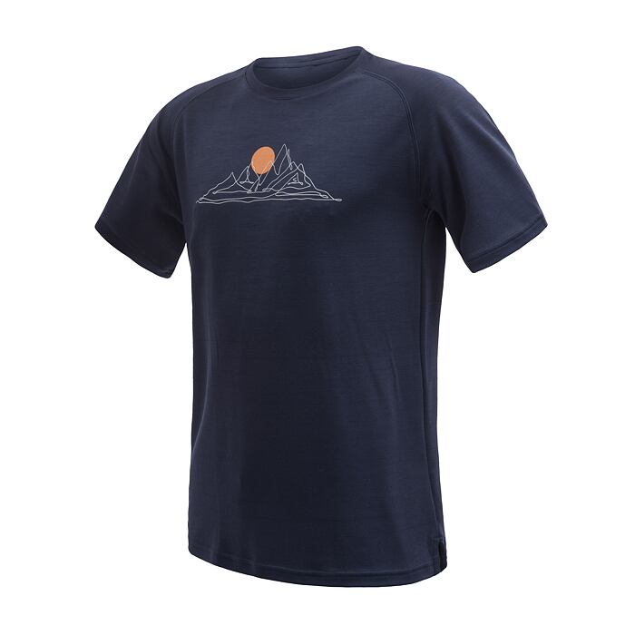 SENSOR MERINO BLEND MOON tricou bărbătesc cu mânecă scurtă albastru adânc