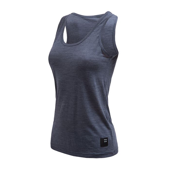 SENSOR MERINO LITE tricou de damă albastru pestriț fără mâneci