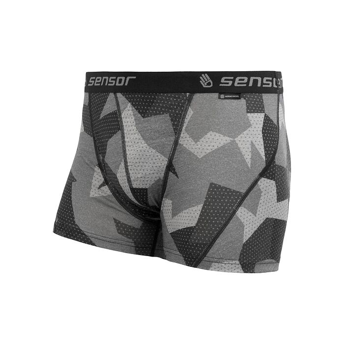 SENSOR MERINO IMPRESS pantaloni scurți bărbați negru/camo