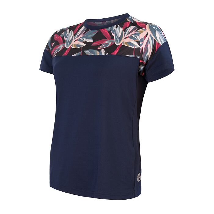 SENSOR HELIUM tricou de damă cu mânecă scurtă, deep blue/frunze