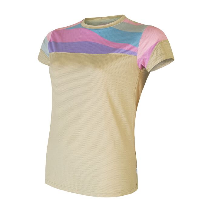SENSOR HELIUM tricou damă largi cu mânecă scurtă nisip/ dungi