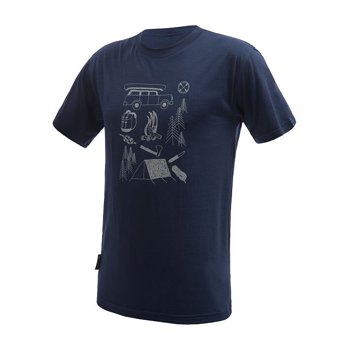 SENSOR MERINO ACTIVE OUTSIDE tricou bărbătesc cu mânecă scurtă albastru adânc