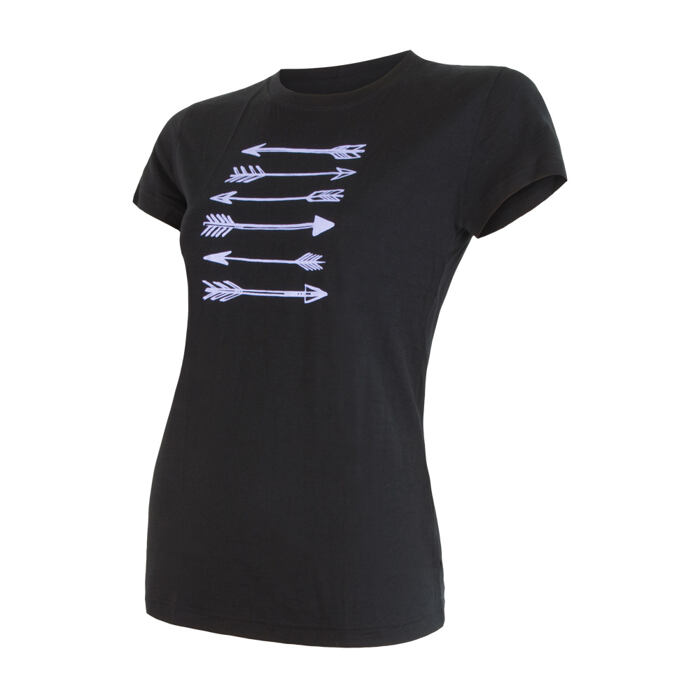 SENSOR MERINO ACTIVE ARROWS tricou dama maneca scurta negru
