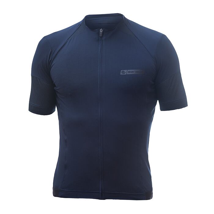 SENSOR COOLMAX RACE tricou bărbătesc cu mânecă scurtă cu fermoar complet albastru intens