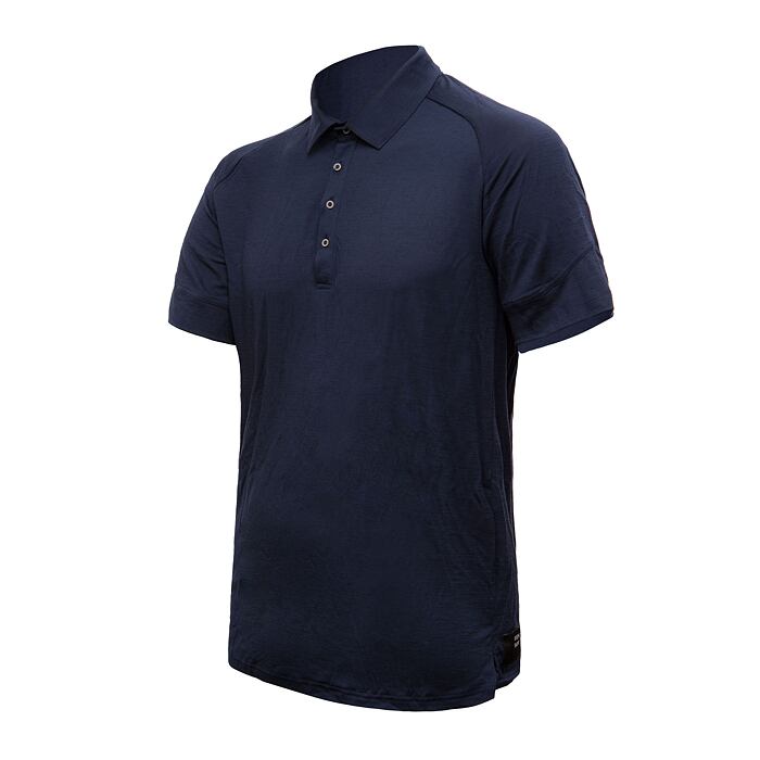 SENSOR MERINO ACTIVE tricou polo bărbați cu mânecă scurtă albastru intens