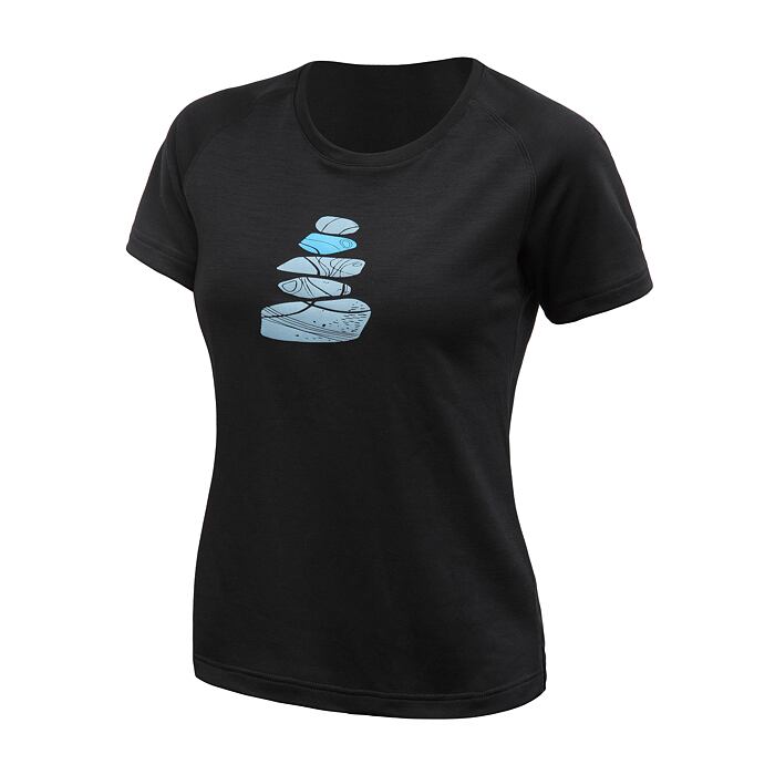 SENSOR MERINO BLEND STONE tricou dama cu maneca scurta, negru