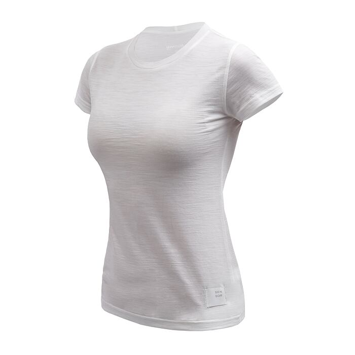 SENSOR MERINO CORDURA tricou dama maneca scurta alb