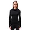 SENSOR MERINO DF tricou dama cu maneca lunga cu gluga, negru