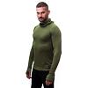 SENSOR MERINO DF tricou barbatesc cu maneca lunga cu gluga verde safari