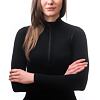 SENSOR MERINO DF tricou dama cu maneca lunga cu fermoar, negru