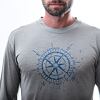 SENSOR MERINO ACTIVE COMPASS tricou cu mânecă lungă pentru bărbați, gri