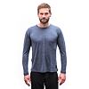 SENSOR MERINO LITE tricou bărbătesc cu mânecă lungă pestriță albastru
