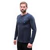 SENSOR MERINO BLEND TYPO tricou bărbătesc cu mânecă lungă albastru intens