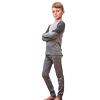 SENSOR MERINO IMPRESS SET camasa cu maneca lunga + pantaloni copii gri/maori