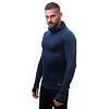 SENSOR MERINO DF tricou bărbătesc cu mânecă lungă și glugă albastru intens