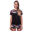 SENSOR HELIUM tricou dama largi maneca scurta negru/frunze
