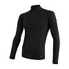 SENSOR MERINO DF tricou bărbați cu mânecă lungă fermoar negru