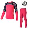 SENSOR MERINO IMPRESS SET camasa copii cu maneca lunga + pantaloni magenta/florali