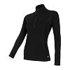 SENSOR MERINO DF tricou dama cu maneca lunga cu fermoar, negru